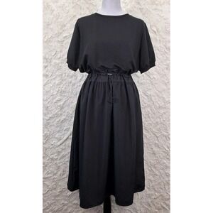 Andante Women's Midi Dress Size M Black Minimalist Utilitarian